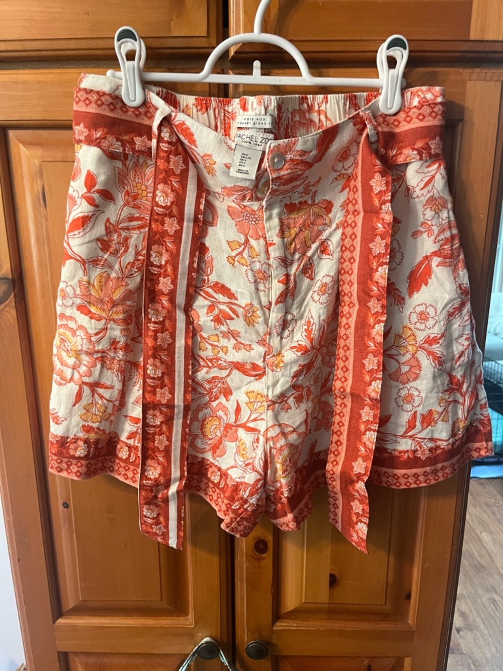 Rachel Zoe Coral & Cream Floral Tie-Waist Shorts
